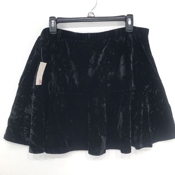 So Black Luxe Velvety Velour Pull On Peplum Mini Skirt NEW - Picture 3 of 16